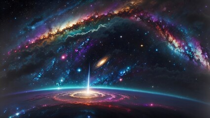 Obraz premium a stunning and captivating desktop background featuring a vibrant galaxy scene.