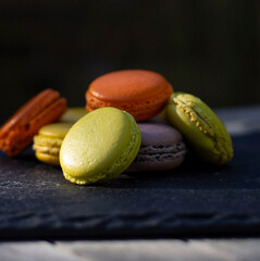 Macaroons on slate board