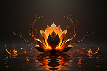 Generative AI image of beautiful lotus gracefully poised on dark backdrop - obrazy, fototapety, plakaty