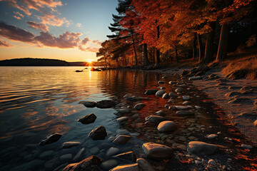 Image of panoramic beautiful sea lake views for mediatation generative AI technology