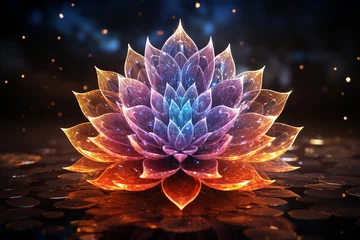 Fototapeten Generative AI image wallpaper of positive human aura meditation nature spirituality floral design © deagreez