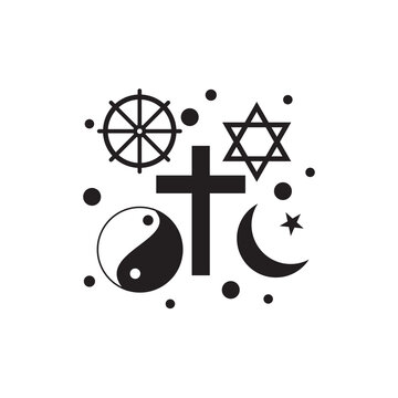 World religion symbols or Signs of major religious groups and religions