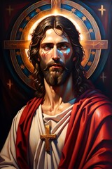 Naklejka premium Illustration of Jesus Christ made with Generative AI 