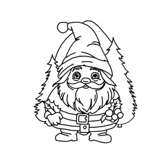 gnome  coloring line illustration for your design