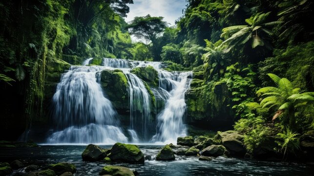 landscape fijian rainforest lush illustration tropical destination, forest outdoor, sky summer landscape fijian rainforest lush