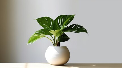 White Pot Modern Plant white background, minimal, generative ai