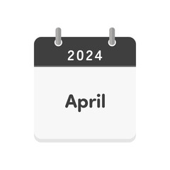 Simple calendar icon with the letters 2024 and April - English calendar for April 2024