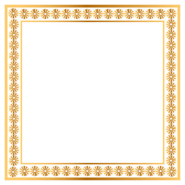 Luxury golden rectangle corner certificate border pattern line photo thai frame islamic wedding invitation background