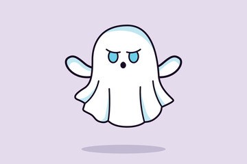 Magic scary spirits with different emotions and face expressions. Cute funny happy ghosts concept. Colored flat vector illustration isolated. 
