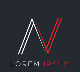 Minimal Letter 'AV or N' Logo Design Illustration Template.