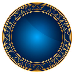 Golden circle frame text box with gold award ribbon icon anniversary badge