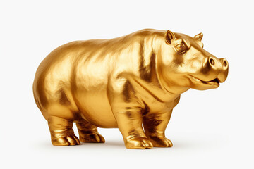 gold hippo on a white background