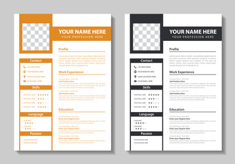 Clean Modern Resume and Cover Letter Layout Vector Template for Business Job Applications, Minimalist resume cv template, Resume design template, cv design, multipurpose resume design minimal Design