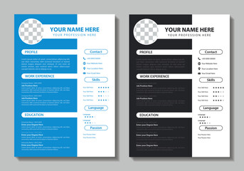 Clean Modern Resume and Cover Letter Layout Vector Template for Business Job Applications, Minimalist resume cv template, Resume design template, cv design, multipurpose resume design minimal Design