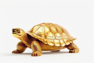 Obraz premium gold turtle on a white background