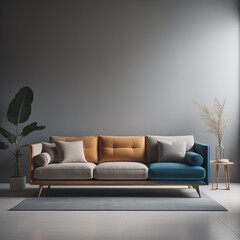 beautiful multi color sofa interior with beautiful background generated by AI