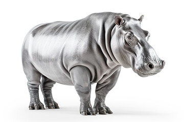 silver hippo on a white background