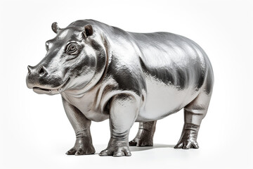 Obraz premium silver hippo on a white background