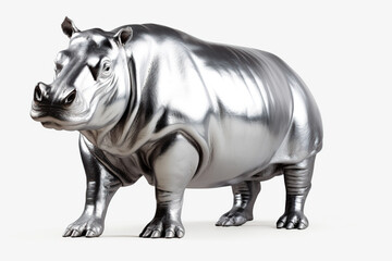 Obraz premium silver hippo on a white background