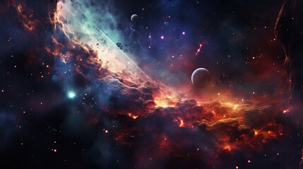 Obraz na płótnie Canvas Cosmic nebula background,created with generative ai tecnology.