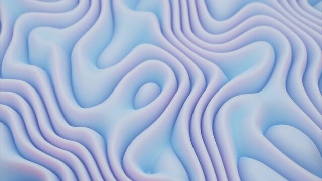 Abstract background with flowing and transforming blue draping texture. Design. Folded textile, animated fabric.