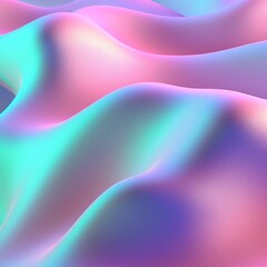 Gradient holographic Iridescent waves, frosted glass, soft textured gradient, and isometric, reflections.