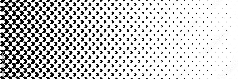 Poster horizontal black halftone of three quarters design for pattern and background.