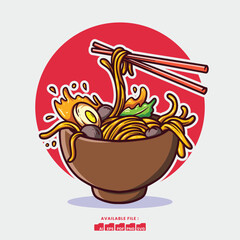 Hand drawn Cute Ramen Illustration
