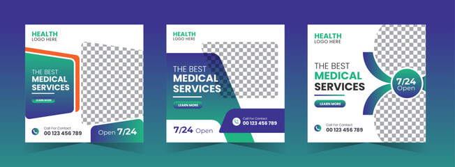 Medical and healthcare social media banner or square template