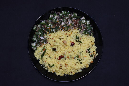 lemon rice with lady finger fry South Indian recipe