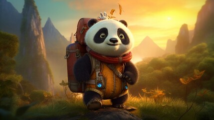 anthropomorphic illustration of a cute baby panda as Generative Ai