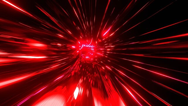 Dark tunnel with red neon lights.
3D illustration for background.
