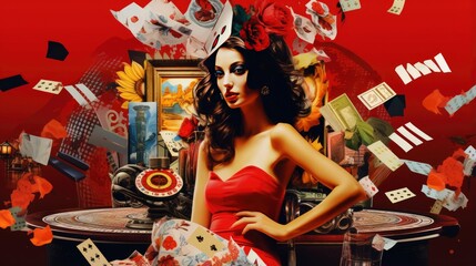 Casino collage style, Generative AI