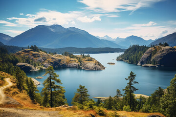 Fototapeta premium British Columbia, West Canada, Landscape Background with stunning mountains and lakes