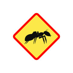 Ant silhouette inside a warning sign.