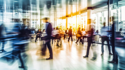 Obraz premium Séminaire, centre d'affaires, entreprise, gare, cafétéria, aéroport - Espace avec mouvement de personnes