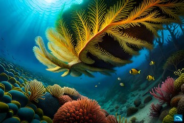 Fototapeta na wymiar tropical coral reef with fish