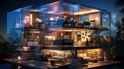 Interior home with ai IoT digital, Generative AI