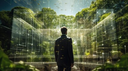 Sustainability with business, Generative AI - obrazy, fototapety, plakaty