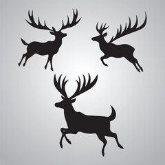 Cartoon deer vector illustration with antlers isolated on white background t-shirt design elements
