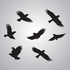 Fototapeta premium Flying birds vector elements for design birds illustration tattoo design on white background 