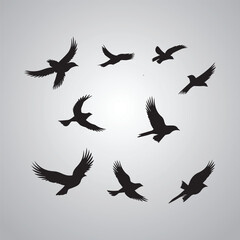 Flying birds vector elements for design birds illustration tattoo design on white background
