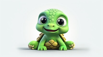 Obraz premium cute baby turtle clipart 3d cartoon UHD 8k Generative Ai