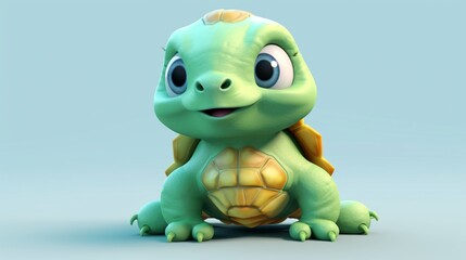 cute baby turtle clipart 3d cartoon UHD 8k Generative Ai