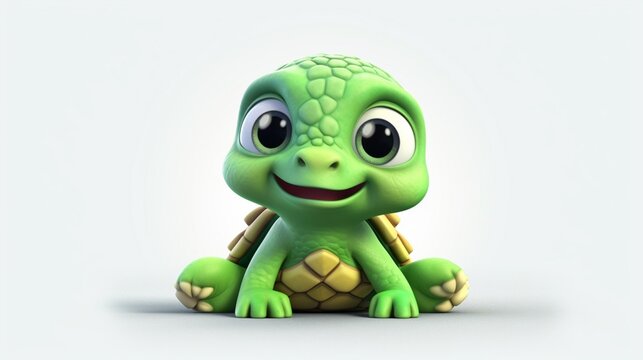 cute baby turtle clipart 3d cartoon UHD 8k Generative Ai