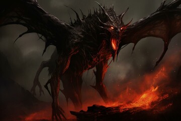 Concept art of a legendary monster named Jersey Devil. Generative AI