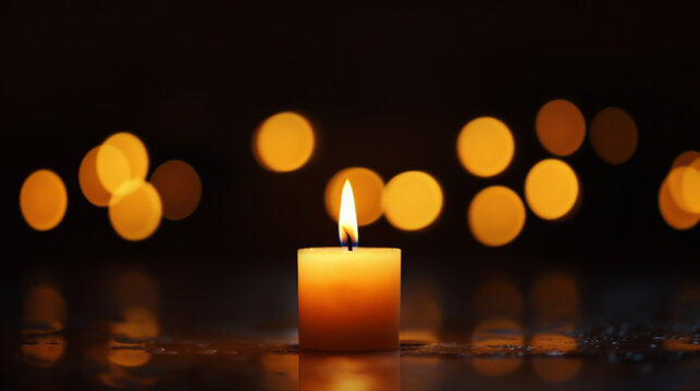Burning candle on a black background