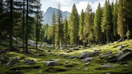 mountain swiss pine forest illustration tree nature, switzerland summer, alps background mountain swiss pine forest - Powered by Adobe