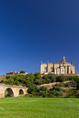 Fototapeta premium Roman Bridge and Cathedral, Coria, Caceres province, Extremadura, Spain