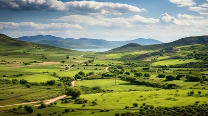 sardinia sardinian countryside rolling illustration agriculture travel, green europe, valley panoramic sardinia sardinian countryside rolling - obrazy, fototapety, plakaty